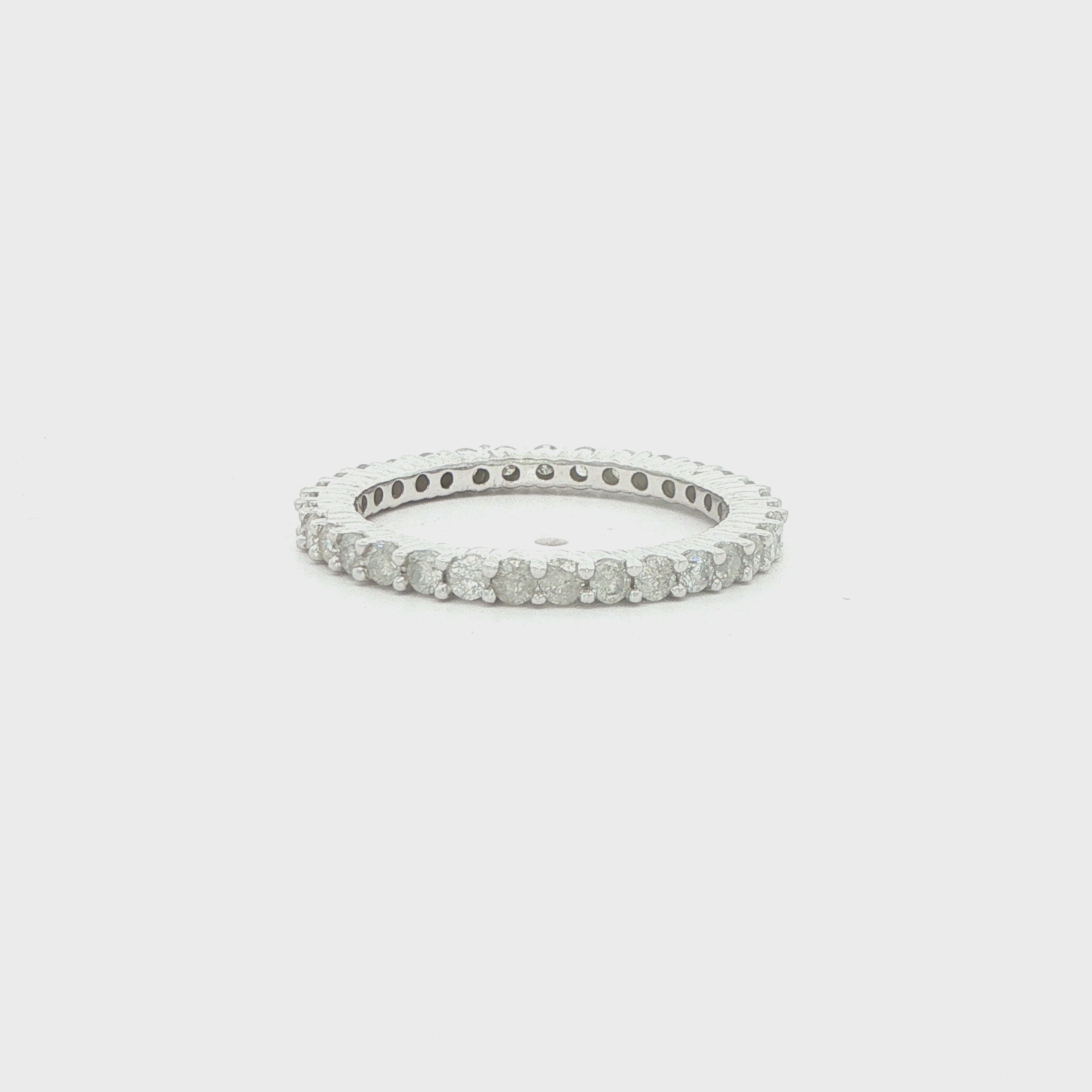 14K White Gold Natural Diamond Eternity Band – Size 7