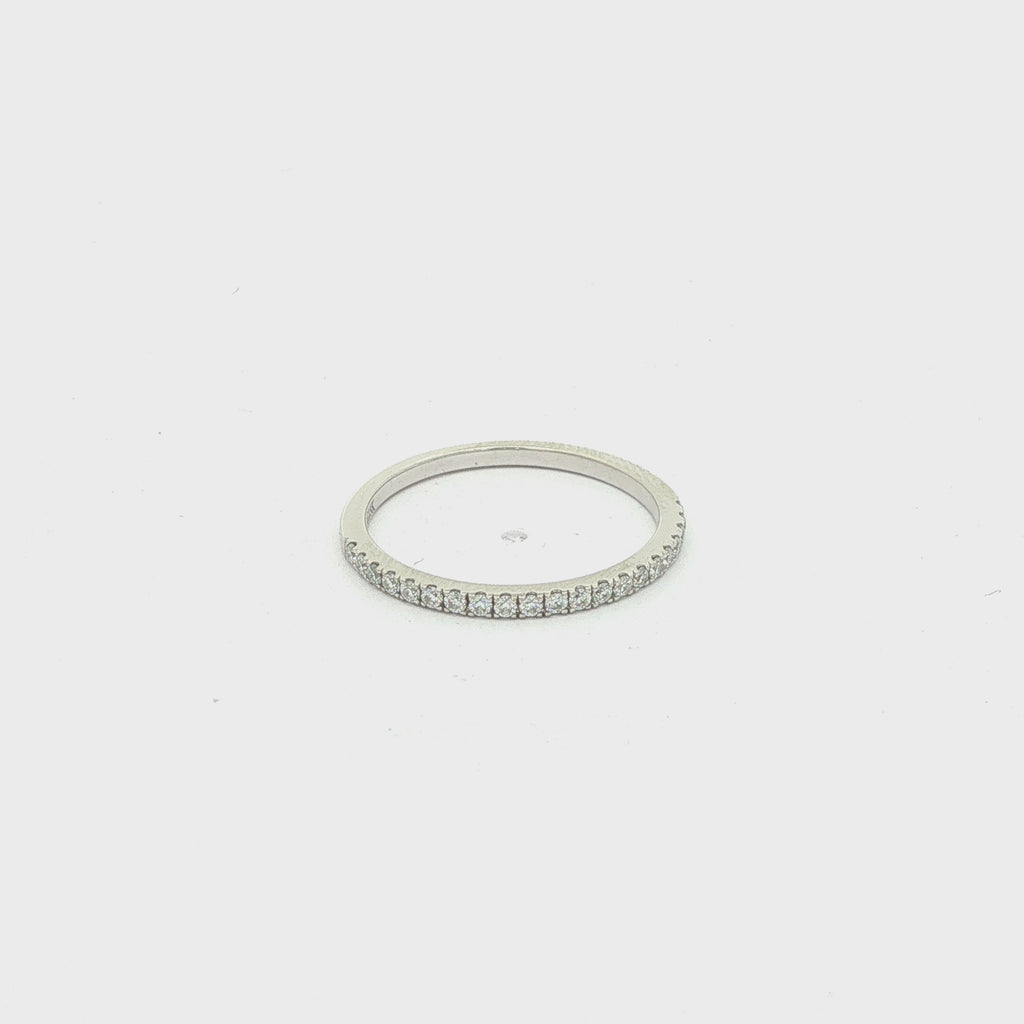 ESTATE 0.25 CTW Moissanite Half-Eternity Band in 18K White Gold - Size 7