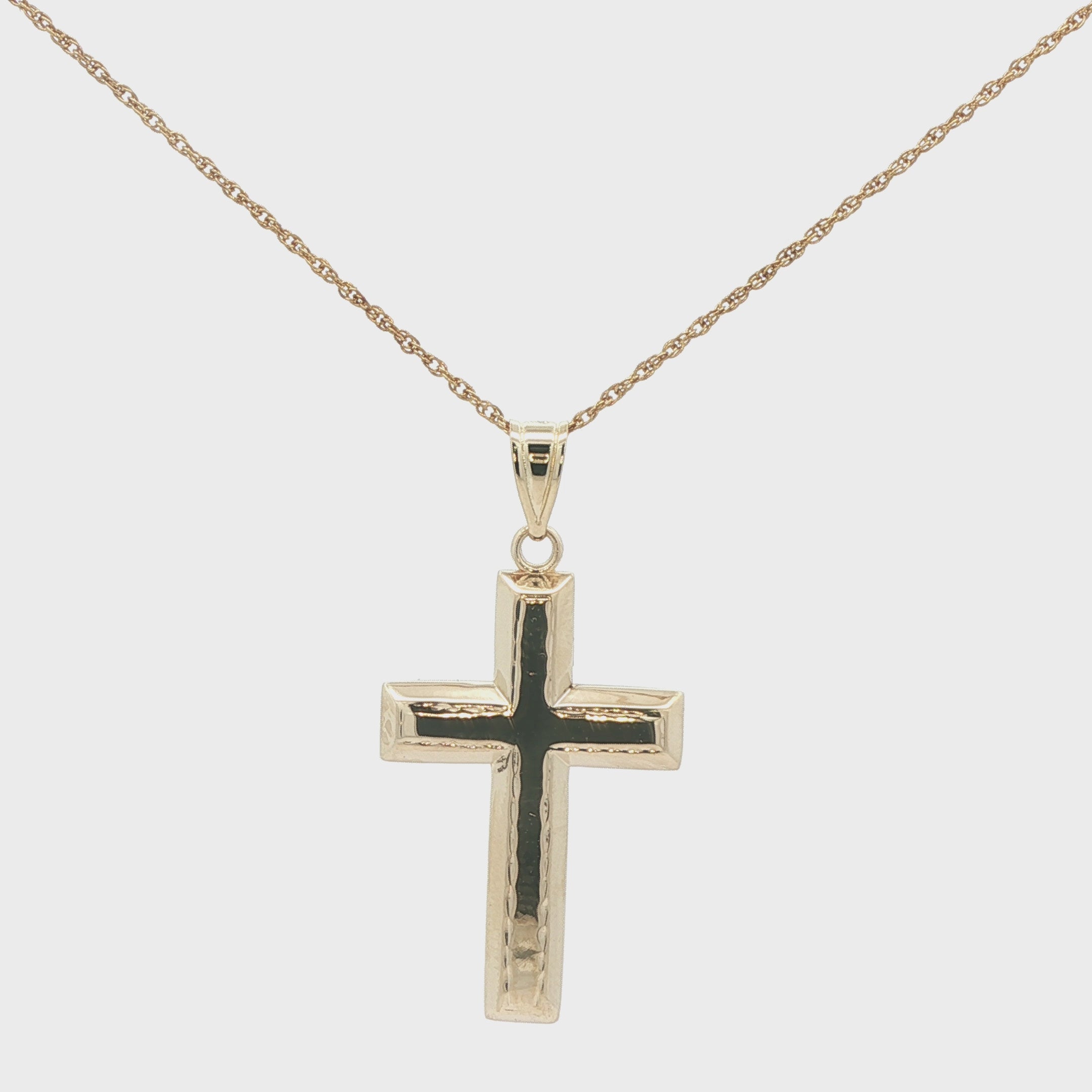 Estate 14K Yellow Gold Cross Pendant Modern Minimalist Design