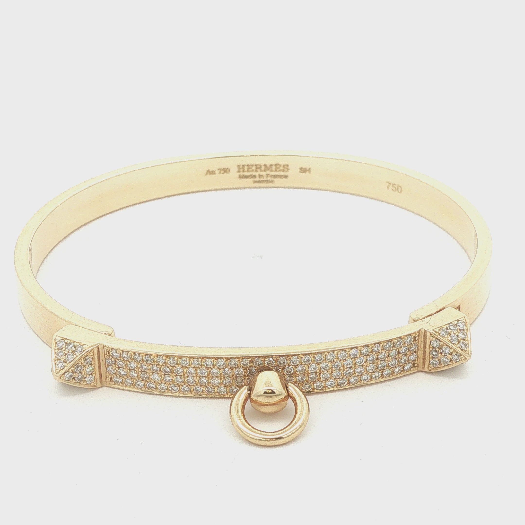 Estate Hermès Collier de Chien Full Pavé Diamond Bracelet in 18K Yellow Gold – SH