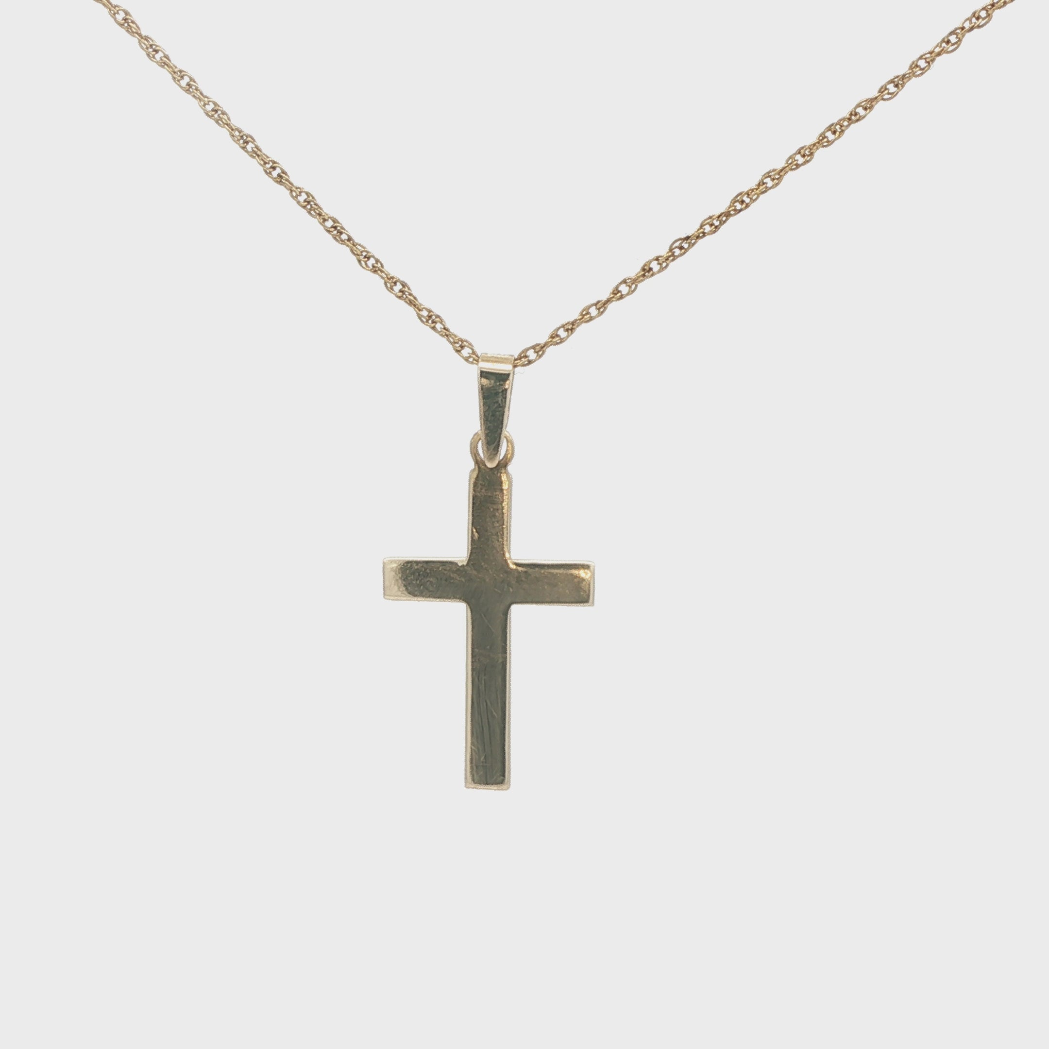 14K Yellow Gold Cross Pendant - Classic Polished Estate Style
