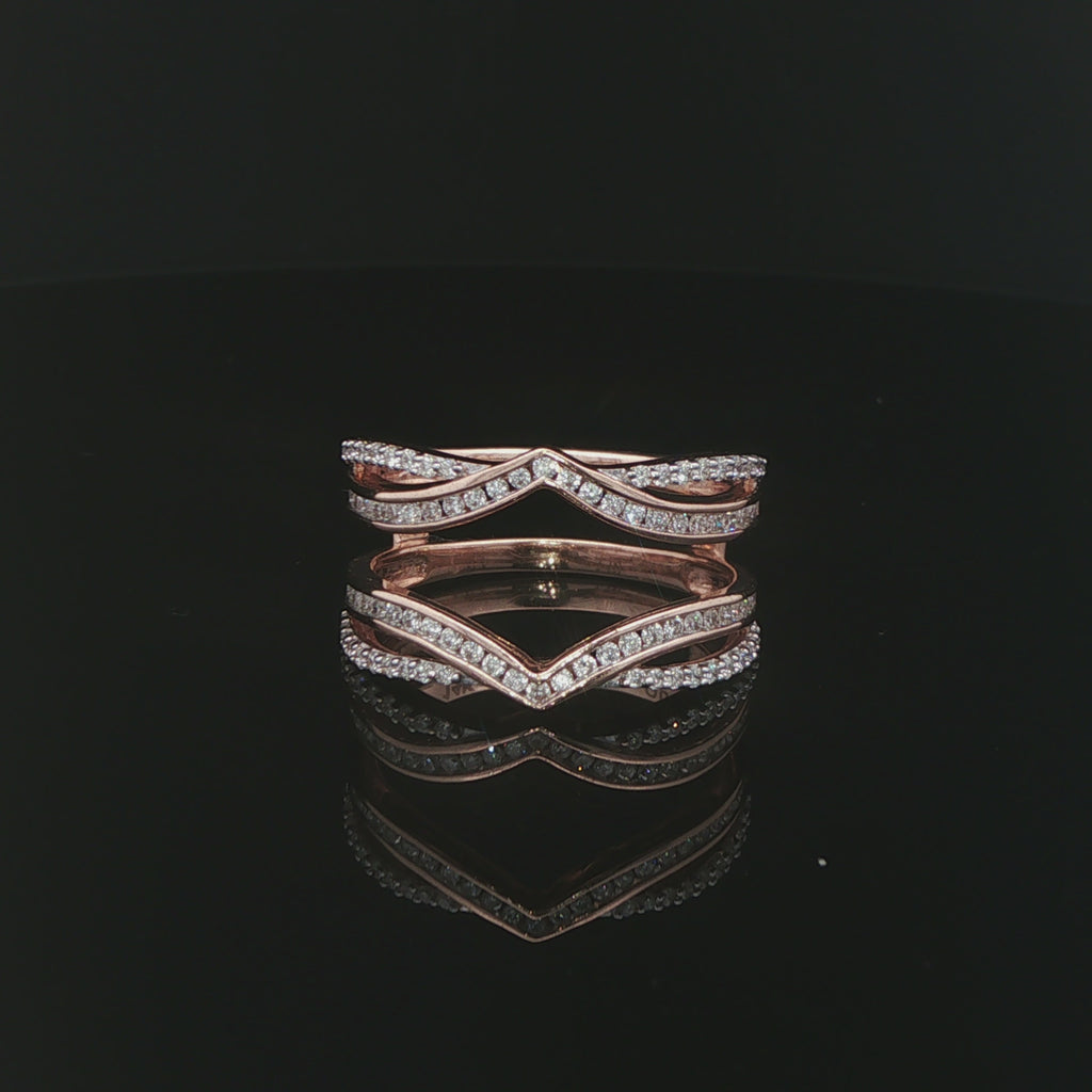 14K Rose Gold 0.50 CTW Natural Diamond Chevron Ring Enhancer – Size 7