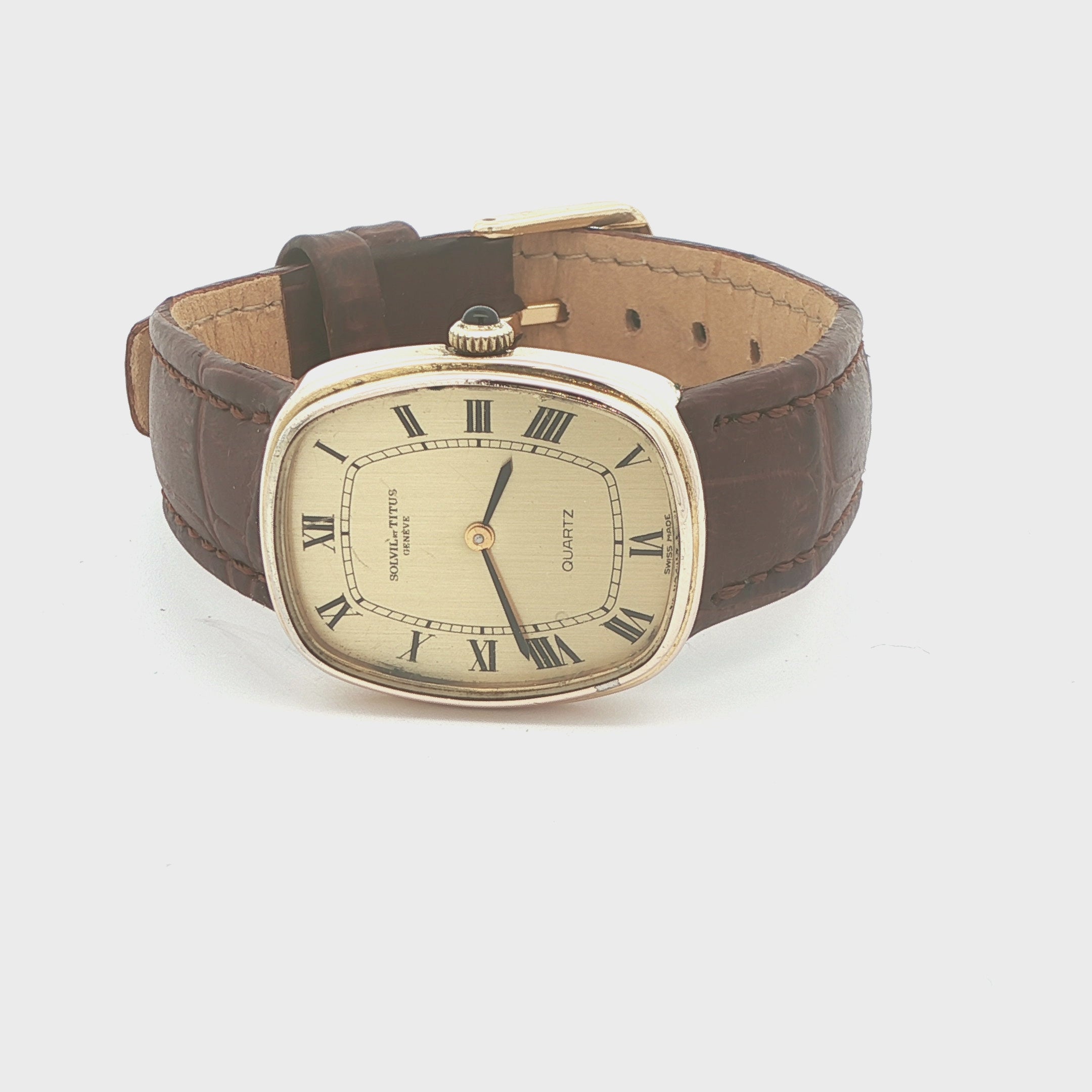 Estate Vintage 1980s Solvil et Titus Genève Swiss Quartz Roman Numeral Dress Watch Ref. 9496