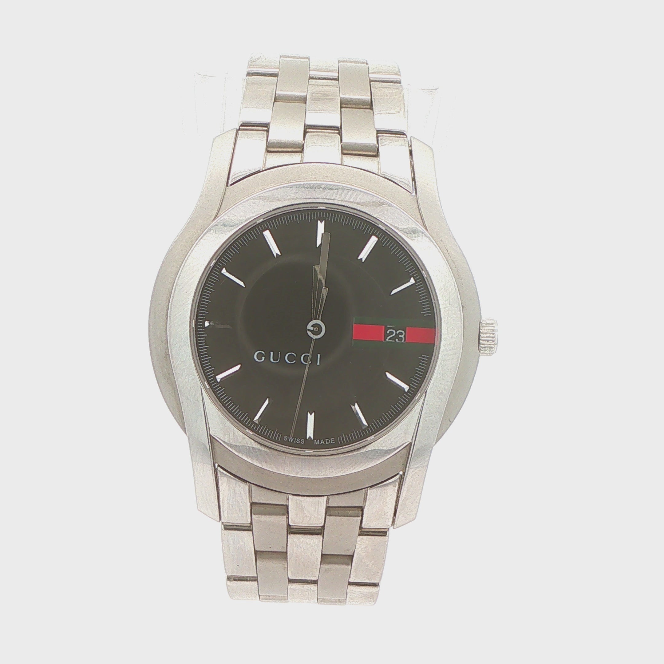 Circa 2000s Gucci 5500 XL Stainless Steel Black Dial Watch