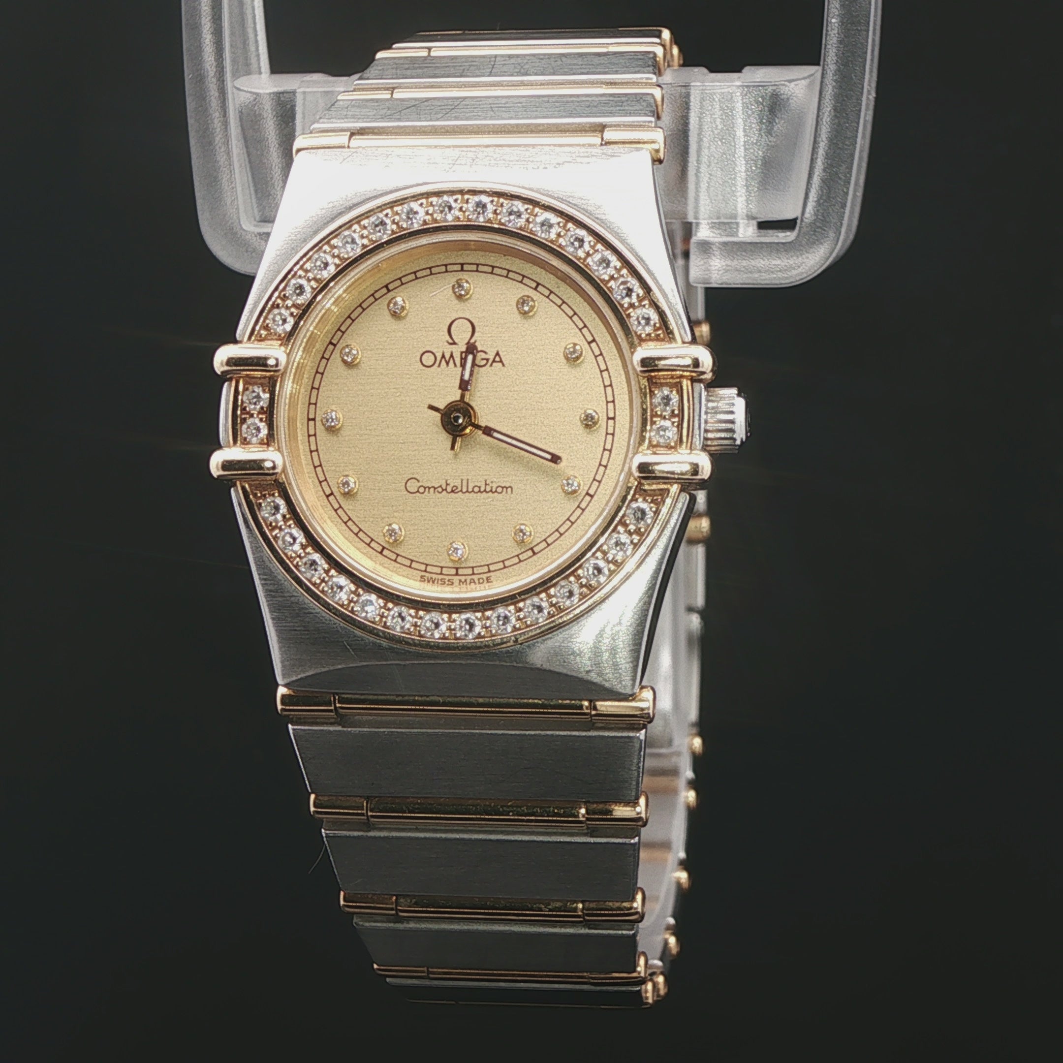 Omega Constellation Ladies 18k Yellow Gold/Steel - Factory Diamond Bezel & Dial