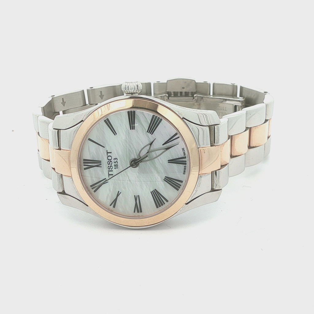 Estate Tissot T-Wave Swiss Quartz Two-Tone Mother-of-Pearl Dial Ladies Watch