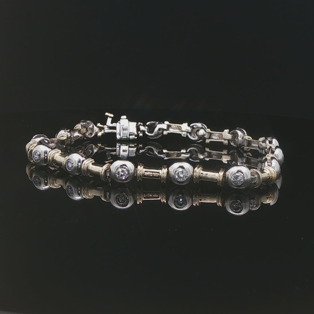 1990s Style 14K Two-Tone Gold Natural Diamond Bracelet – 1.00 CTW