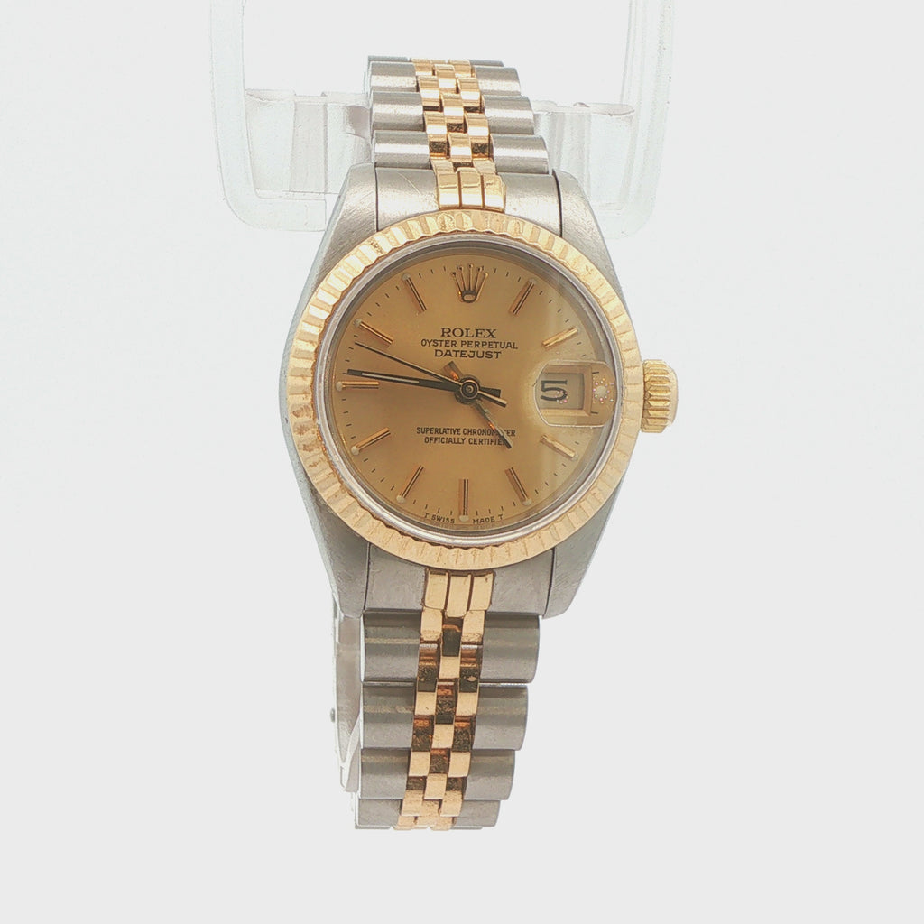 Estate 1989 Rolex Lady-Datejust Ref. 68173 18K Yellow Gold & Stainless Steel 26mm Champagne Tritium Dial Automatic Watch