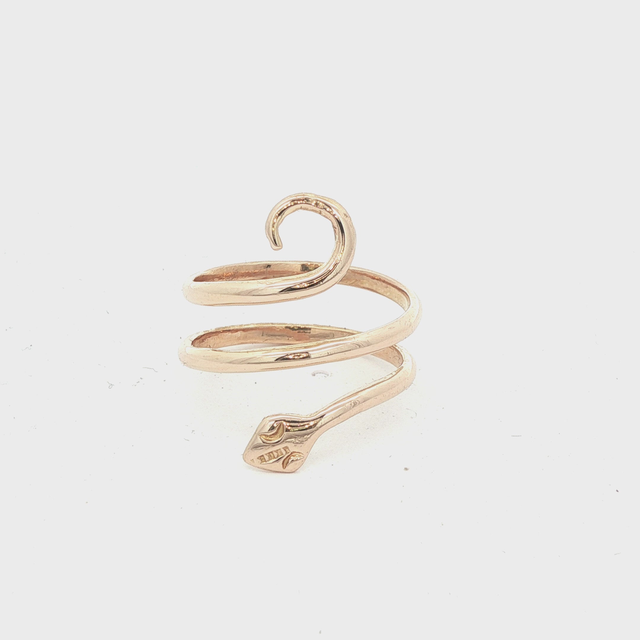 Vintage 18K Yellow Gold Snake Ring – Circa 1970s Estate Serpent Spiral Wrap
