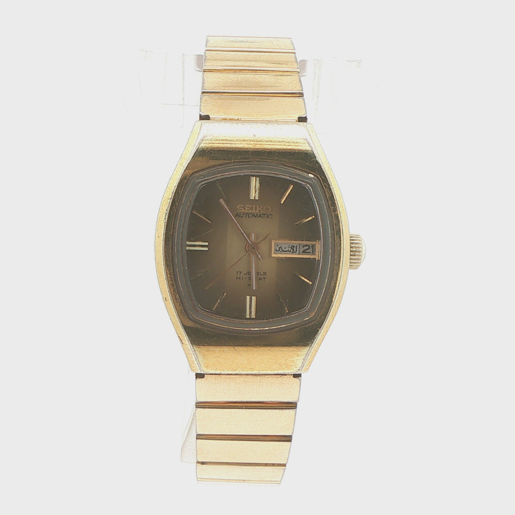 Circa 1977 Vintage Seiko Automatic Hi-Beat 17-Jewel Day-Date 12K Gold-Filled Watch