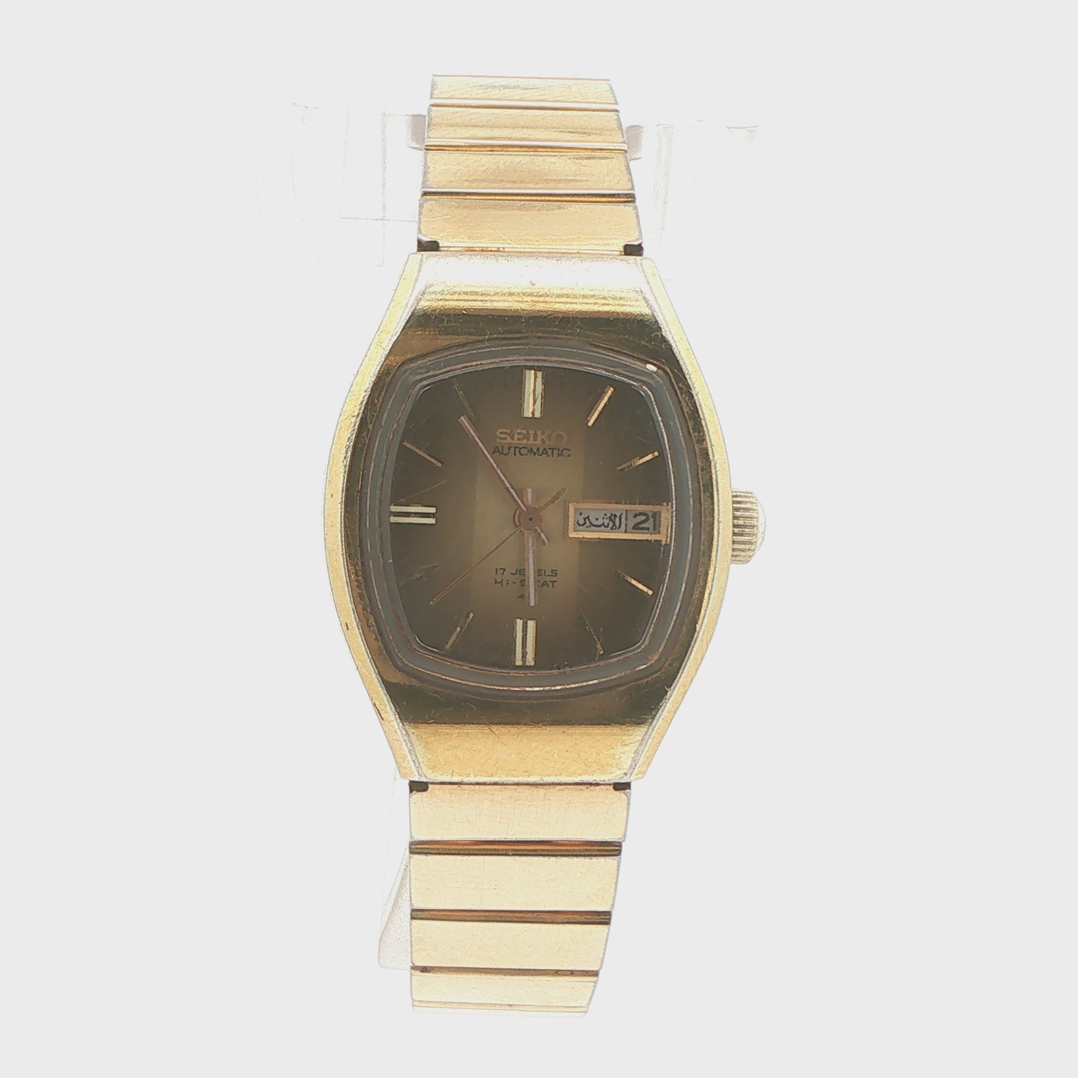 Circa 1977 Vintage Seiko Automatic Hi-Beat 17-Jewel Day-Date 12K Gold-Filled Watch