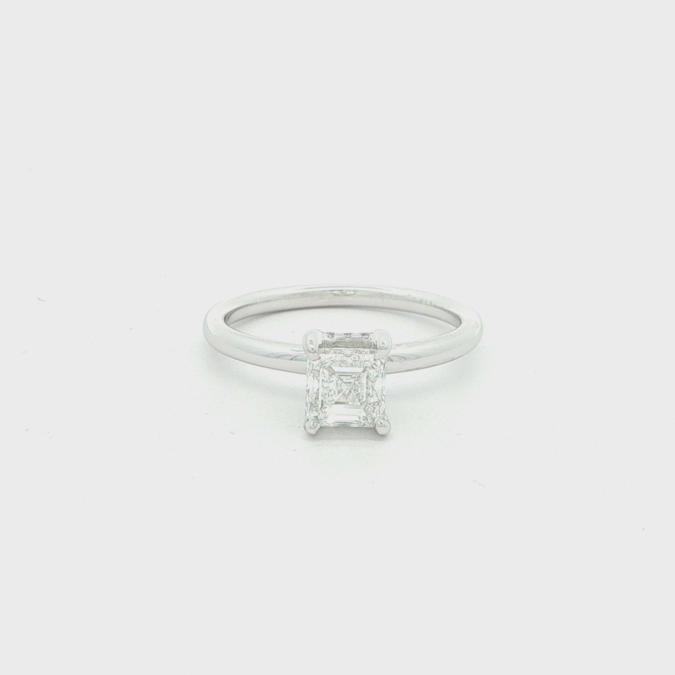 Estate 14K White Gold 1 CTW H Color Ascher Cut Natural Diamond Ring Size 6