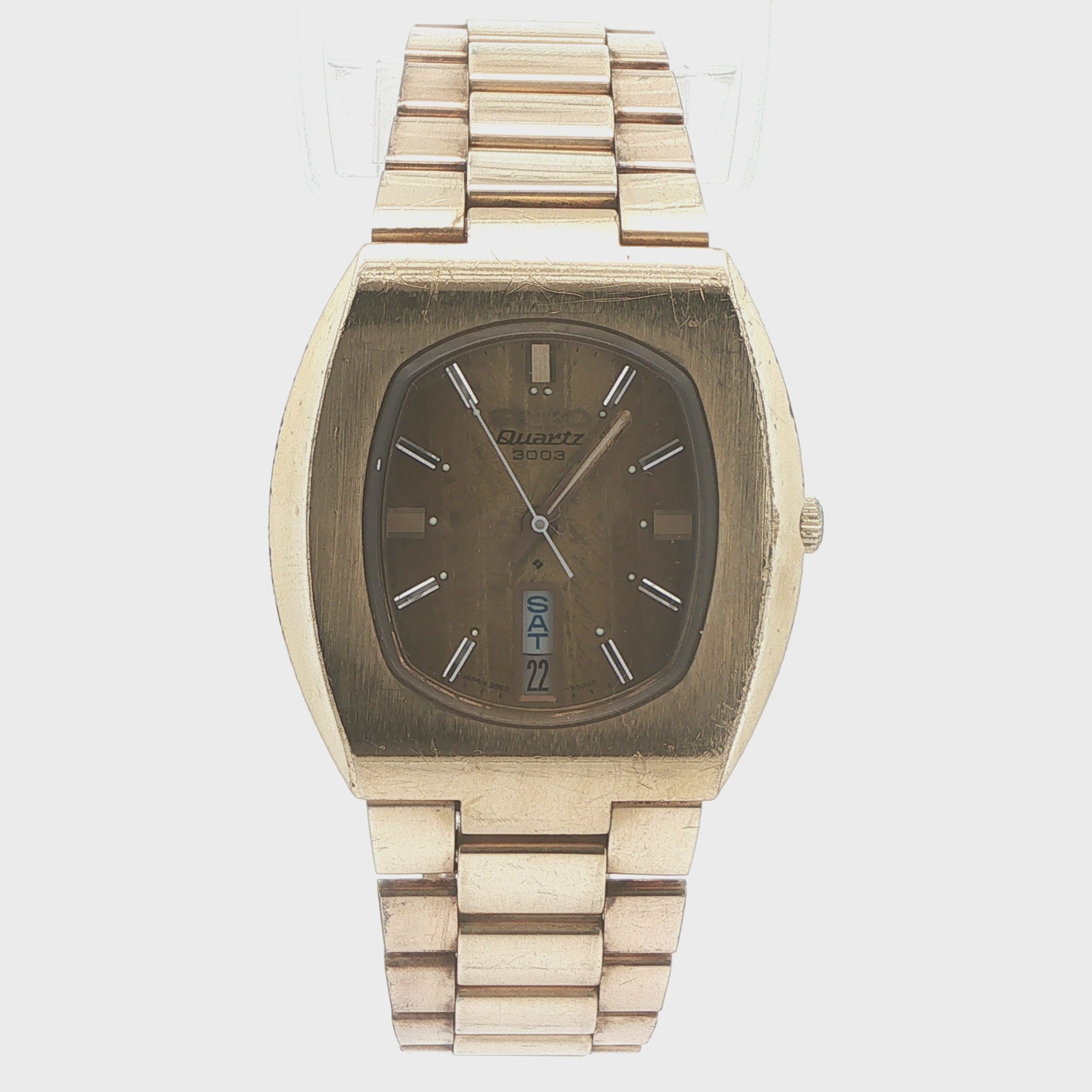 Vintage 1975 Seiko Quartz 3003 Day-Date Gold-Tone 36mm Estate Watch