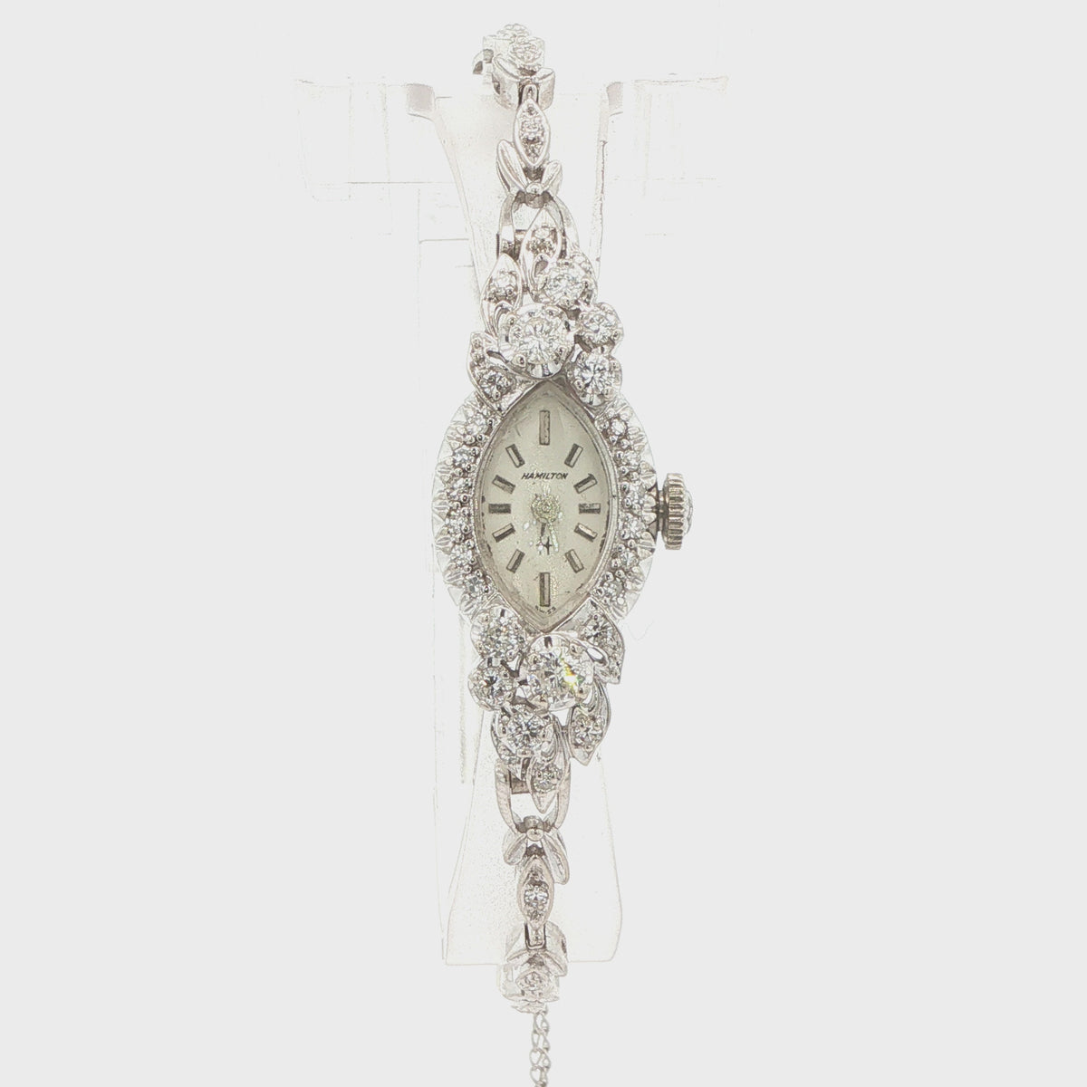 1960s Estate Hamilton Natural Diamond Cocktail Watch – 14K White Gold Case