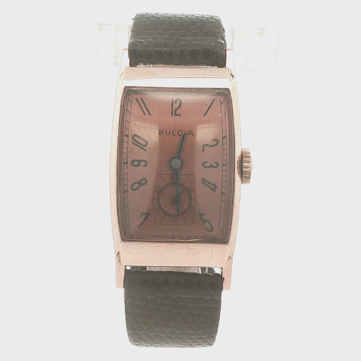 Vintage 1940s Bulova 14K Solid Rose Gold Art Deco Manual Wind Estate Watch