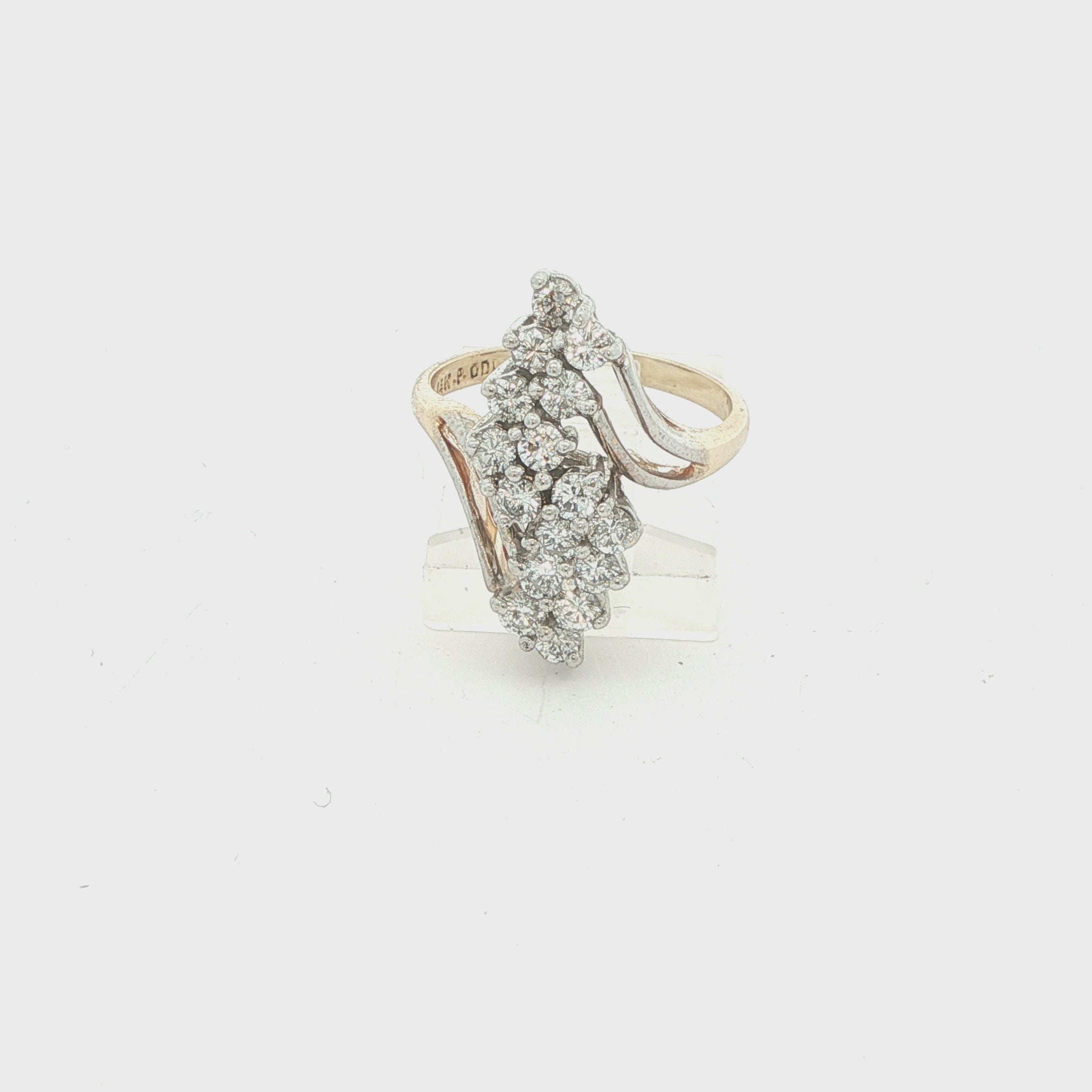 Estate 1990s 14K Two-Tone Gold 1.00 CTW Diamond Cluster Ring G/H VS2–SI – Size 6.25
