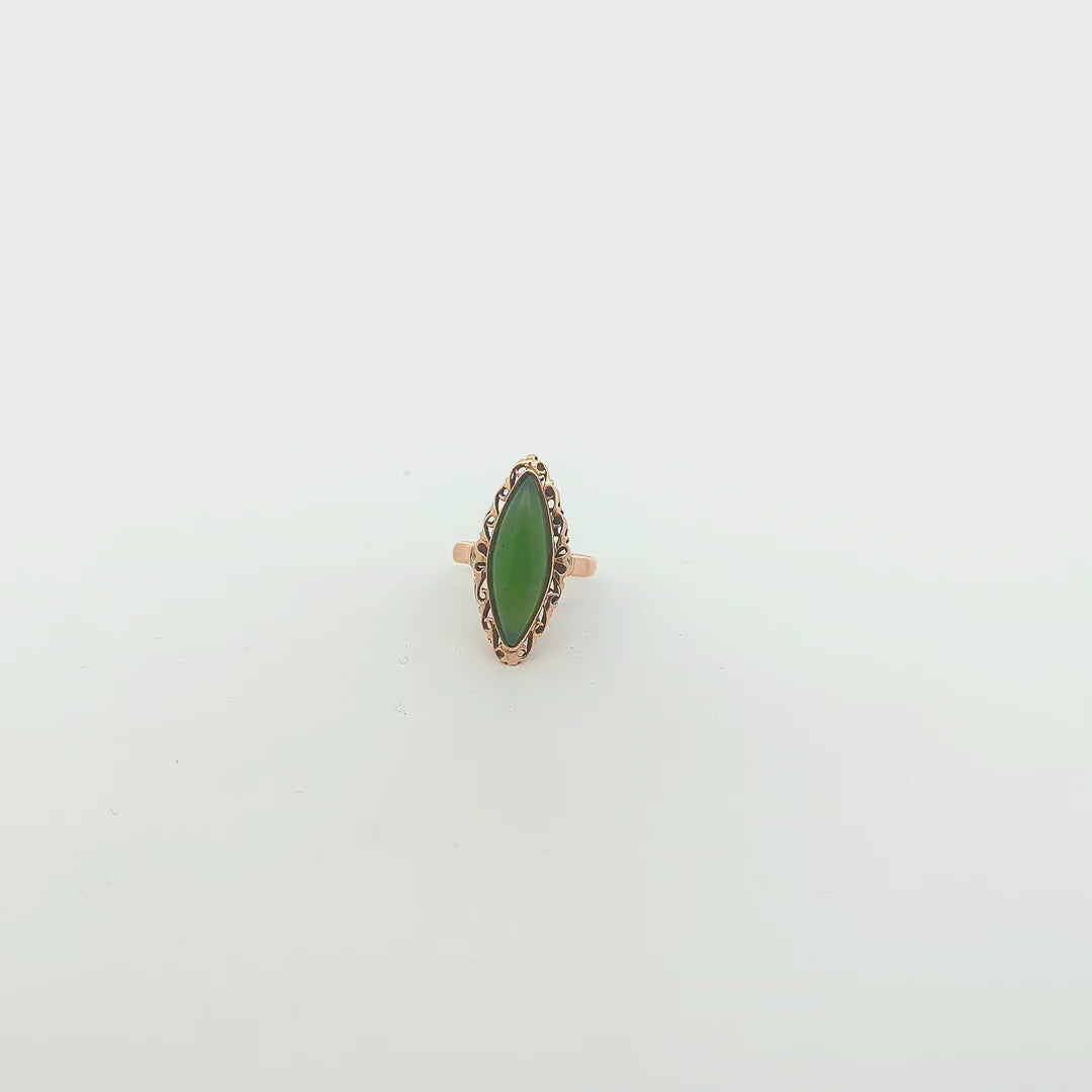 14K YG Jade Marquise Ring