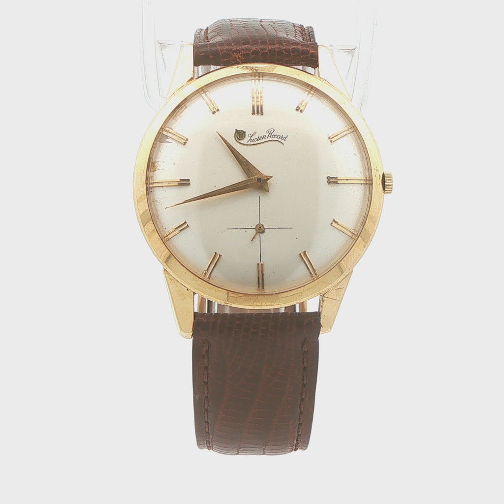 Estate Lucien Piccard 18K Yellow Gold Manual Wind Dress Watch, Circa 1950s