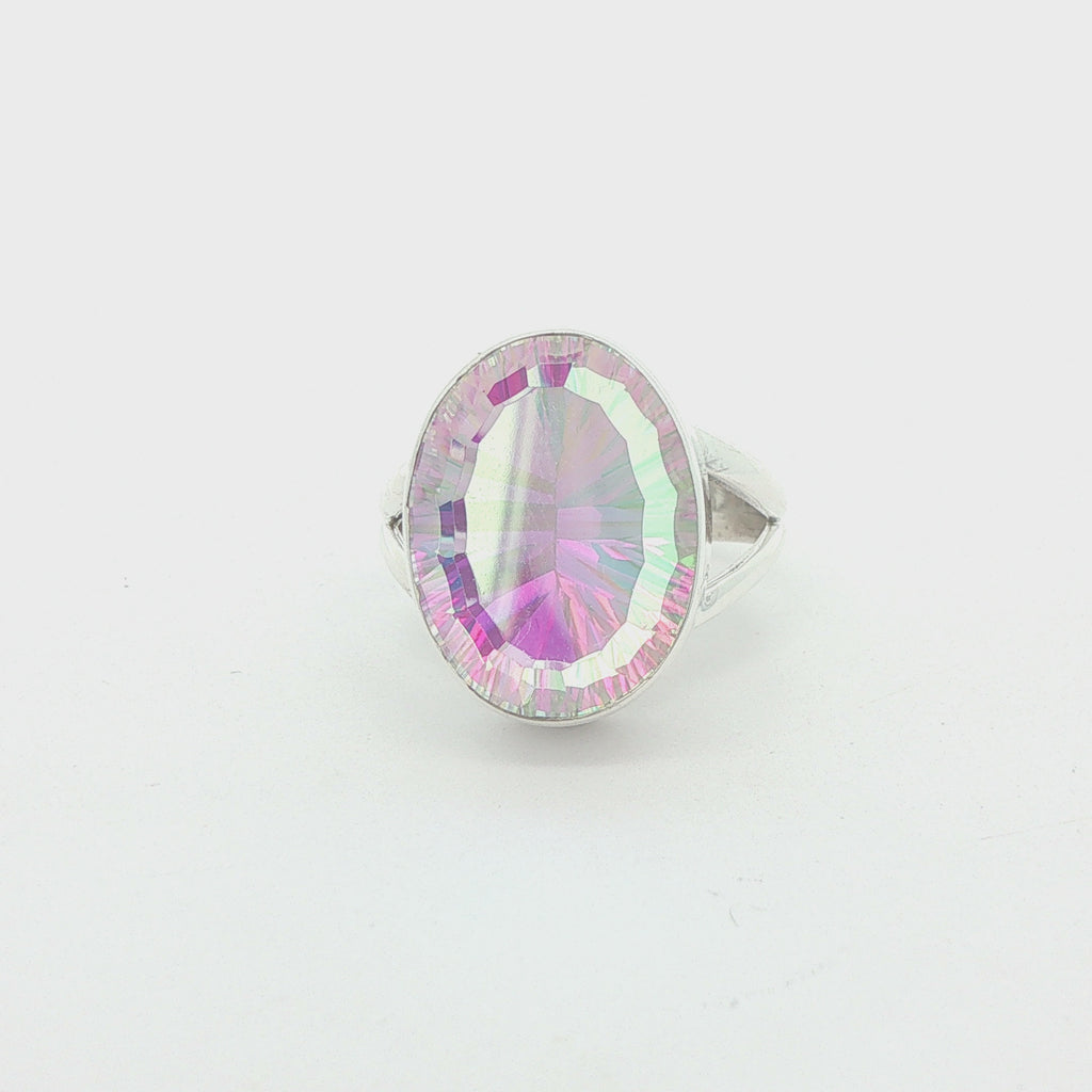 Estate 925 Sterling Silver Oval Mystic Opal Ring – Size 6