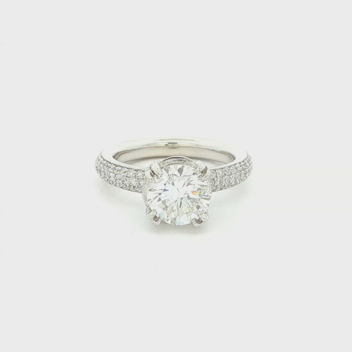 Estate 14K White Gold Natural Diamond Engagement Ring – 2.00 CT Center, Approx. 2.50 CTW, Size 6.50
