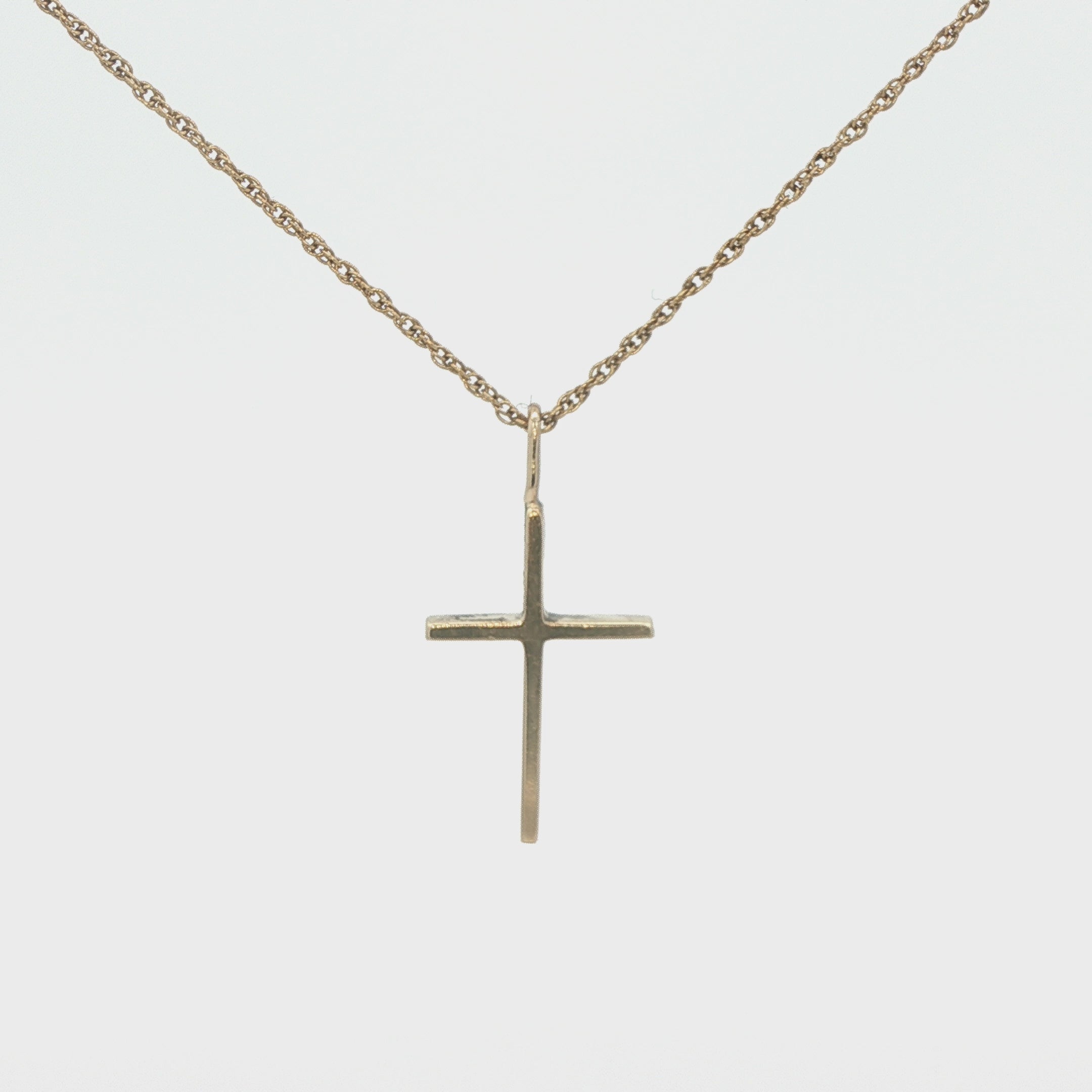 9K Yellow Gold Minimalist Cross Pendant - Estate Jewelry