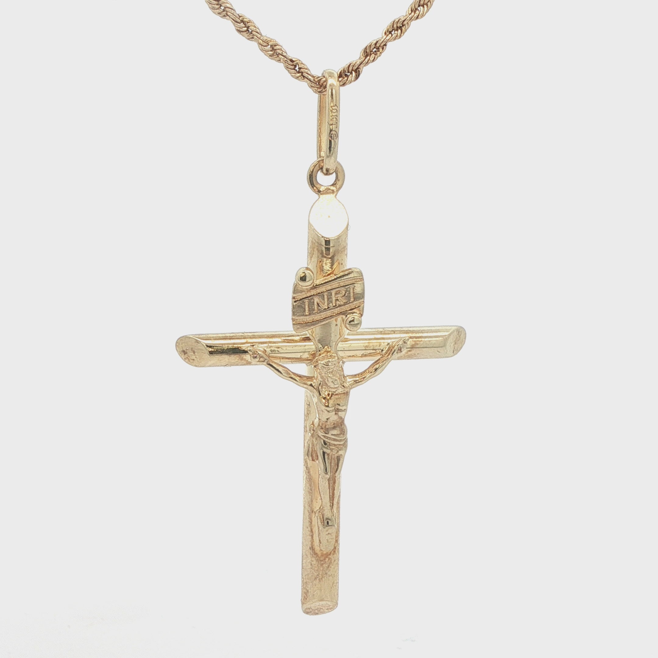 Estate 10K Yellow Gold Crucifix Cross Pendant – Contemporary Era (2000s–Present)