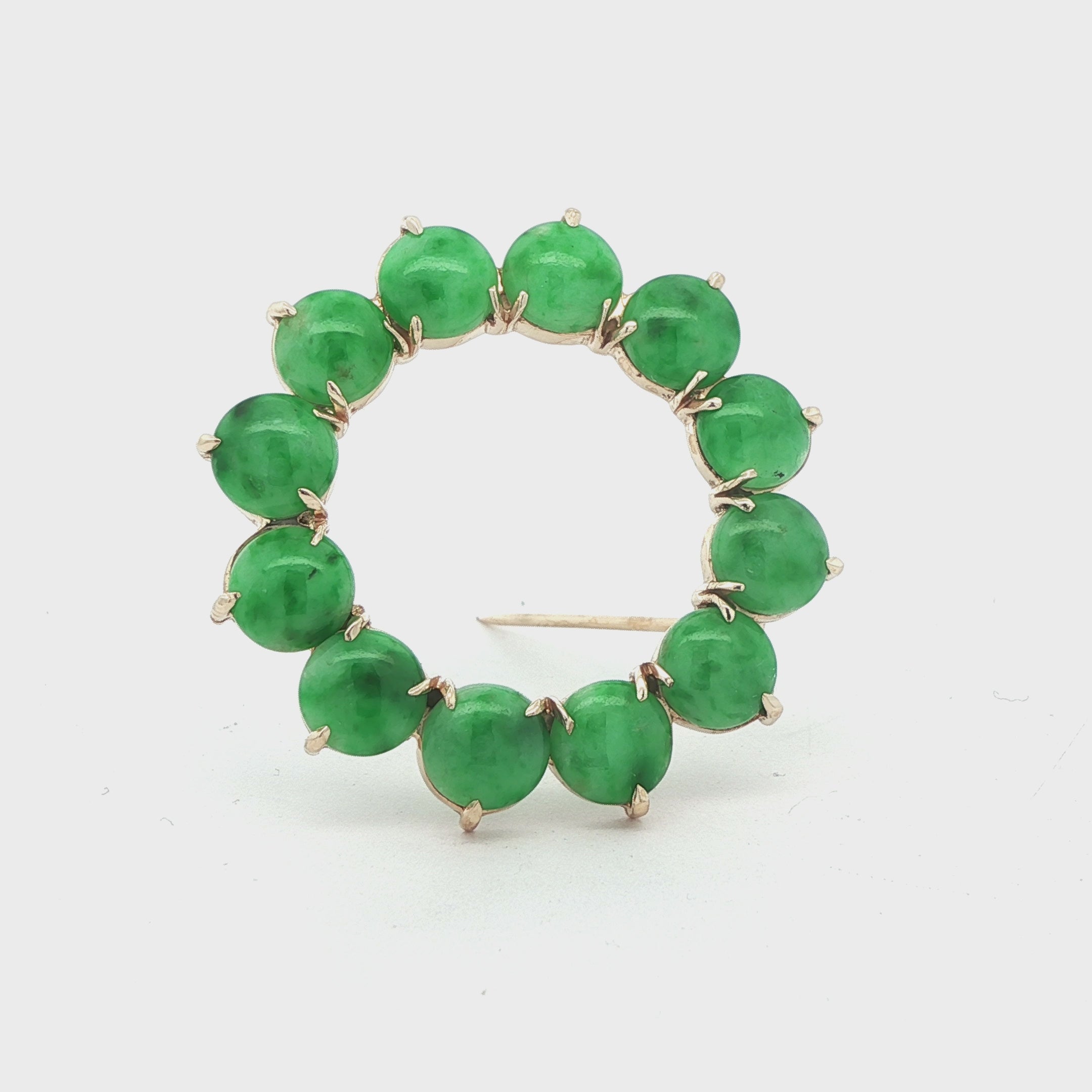 14k Jade Circular Brooche