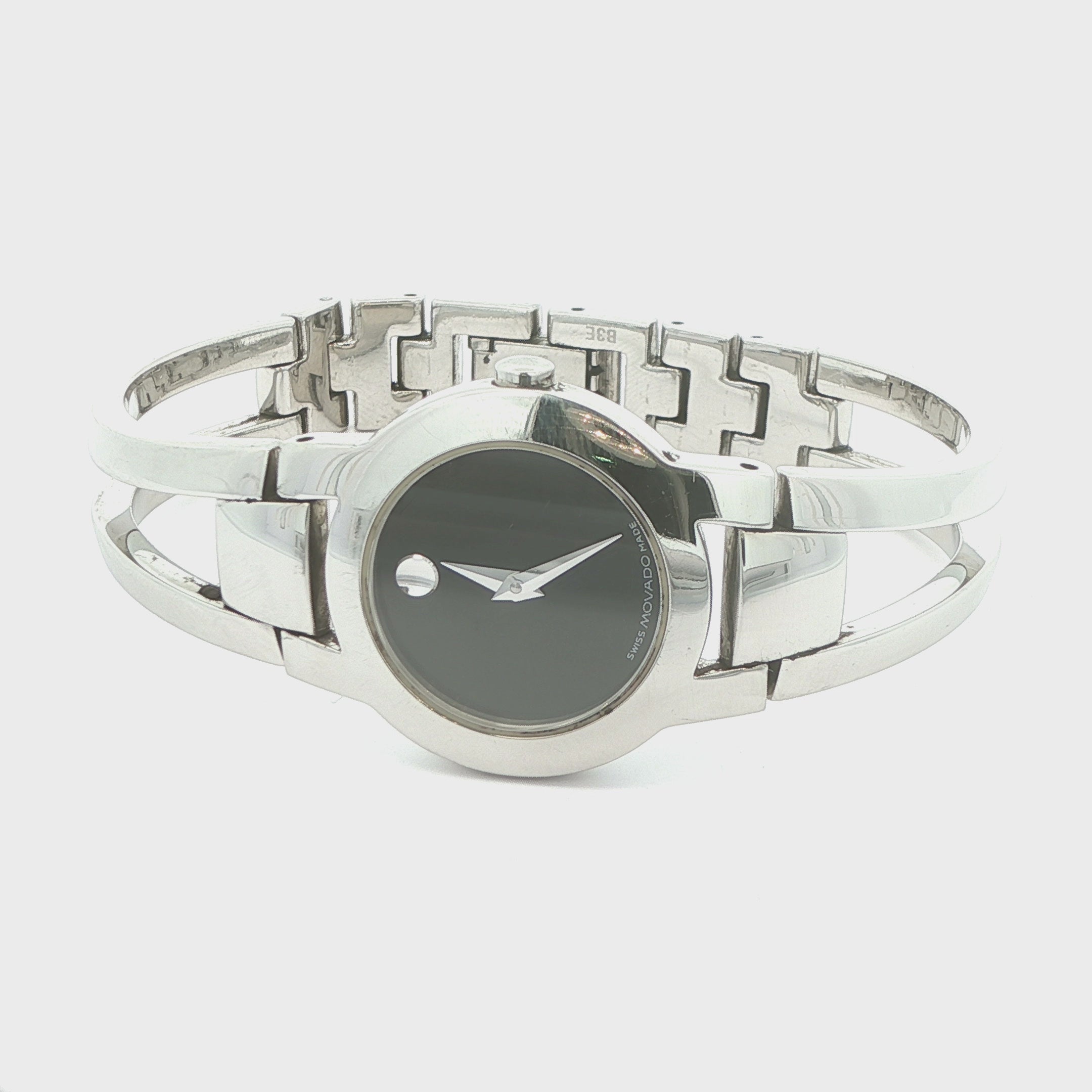 Estate Vintage Movado Museum Swiss Quartz Stainless Steel Black Dial Watch Circa 1990s–2000s