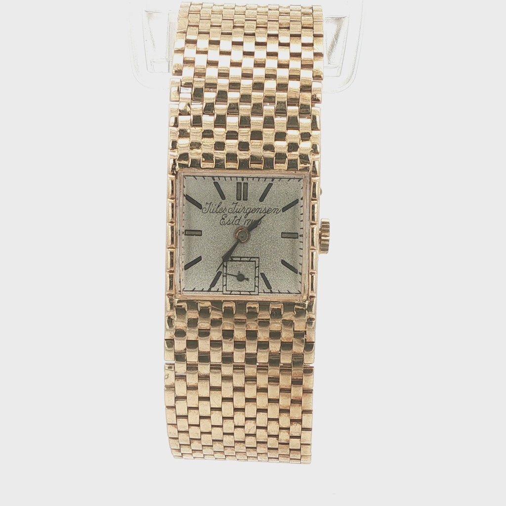 Estate Jules Jürgensen "Secret" 14K Yellow Gold Brick-Link Bracelet Watch, c. 1950s–1960s