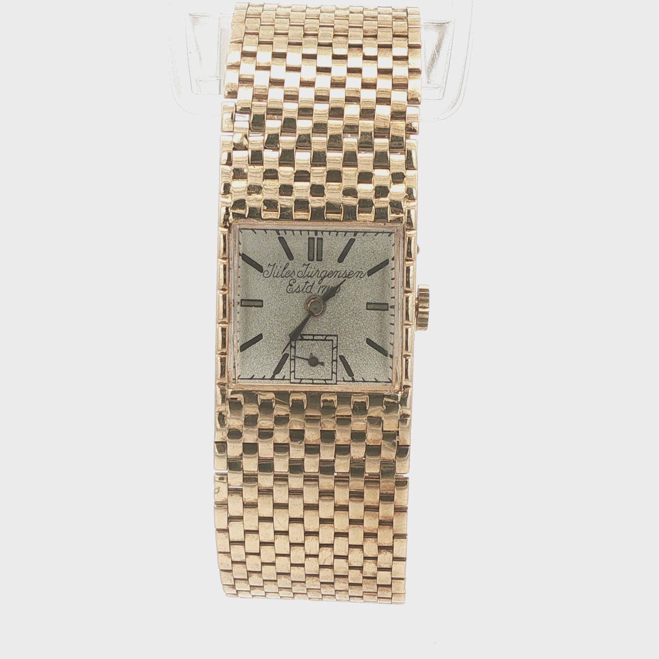 Estate Jules Jürgensen "Secret" 14K Yellow Gold Brick-Link Bracelet Watch, c. 1950s–1960s