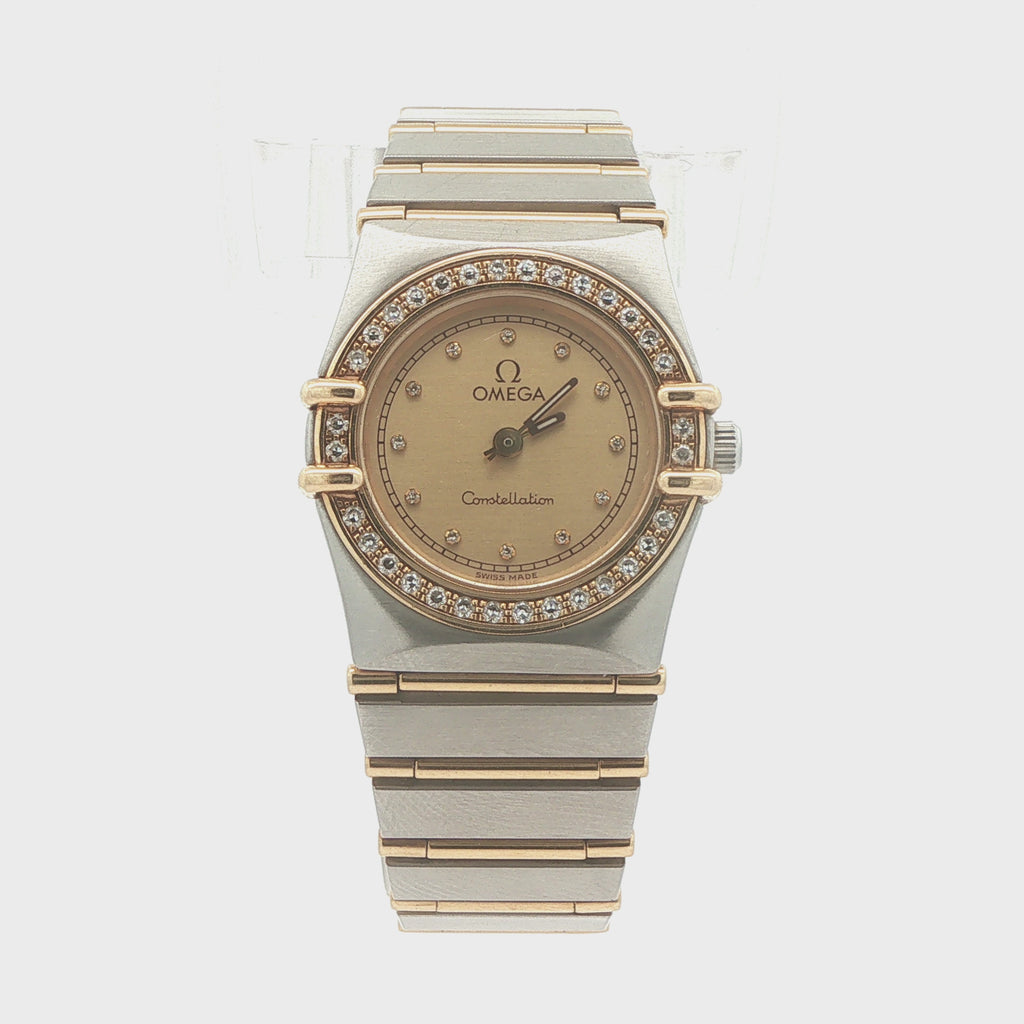 1993 Vintage Estate Omega Constellation Ladies’ Diamond Watch – 18K Yellow Gold & Stainless Steel