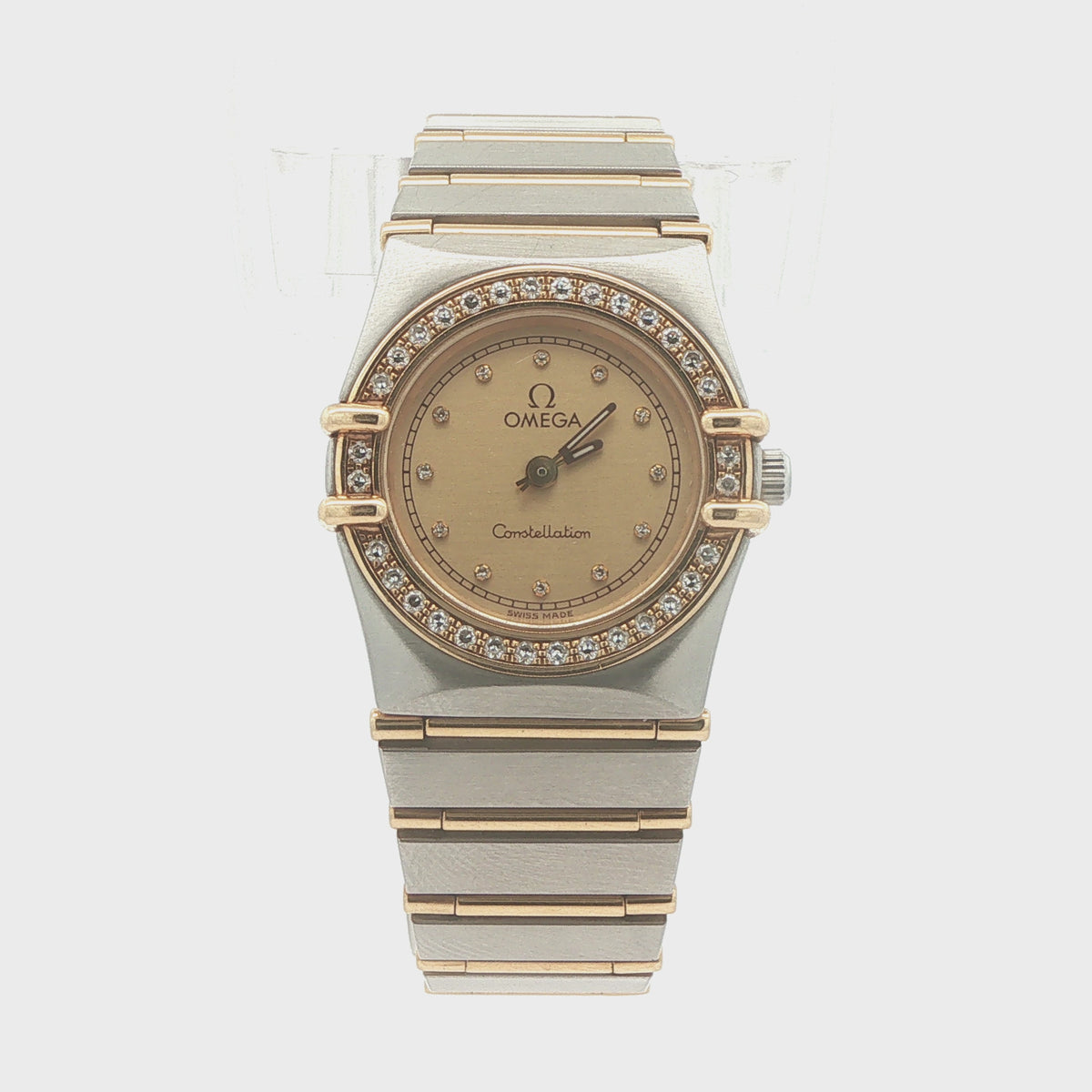 1993 Vintage Estate Omega Constellation Ladies’ Diamond Watch – 18K Yellow Gold & Stainless Steel