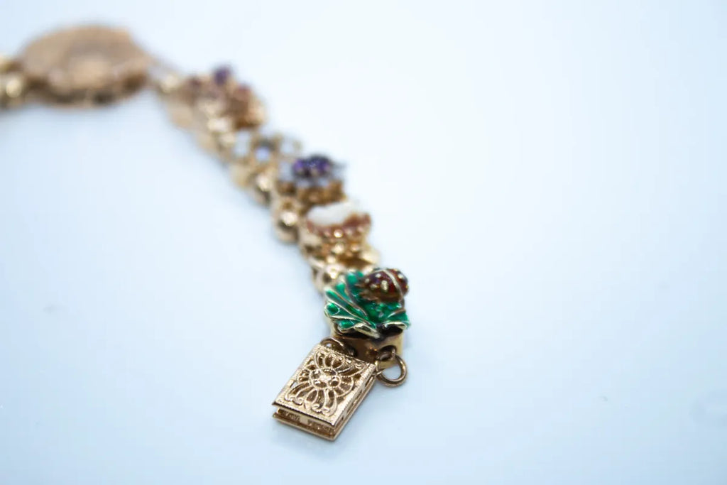 14K Yellow Gold Estate Slide Bracelet: Multi Stone