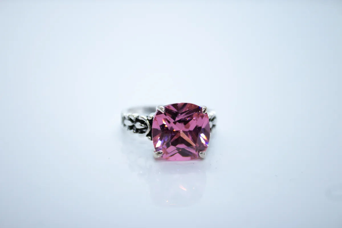 Sterling Silver CZ Pink Stone Ring