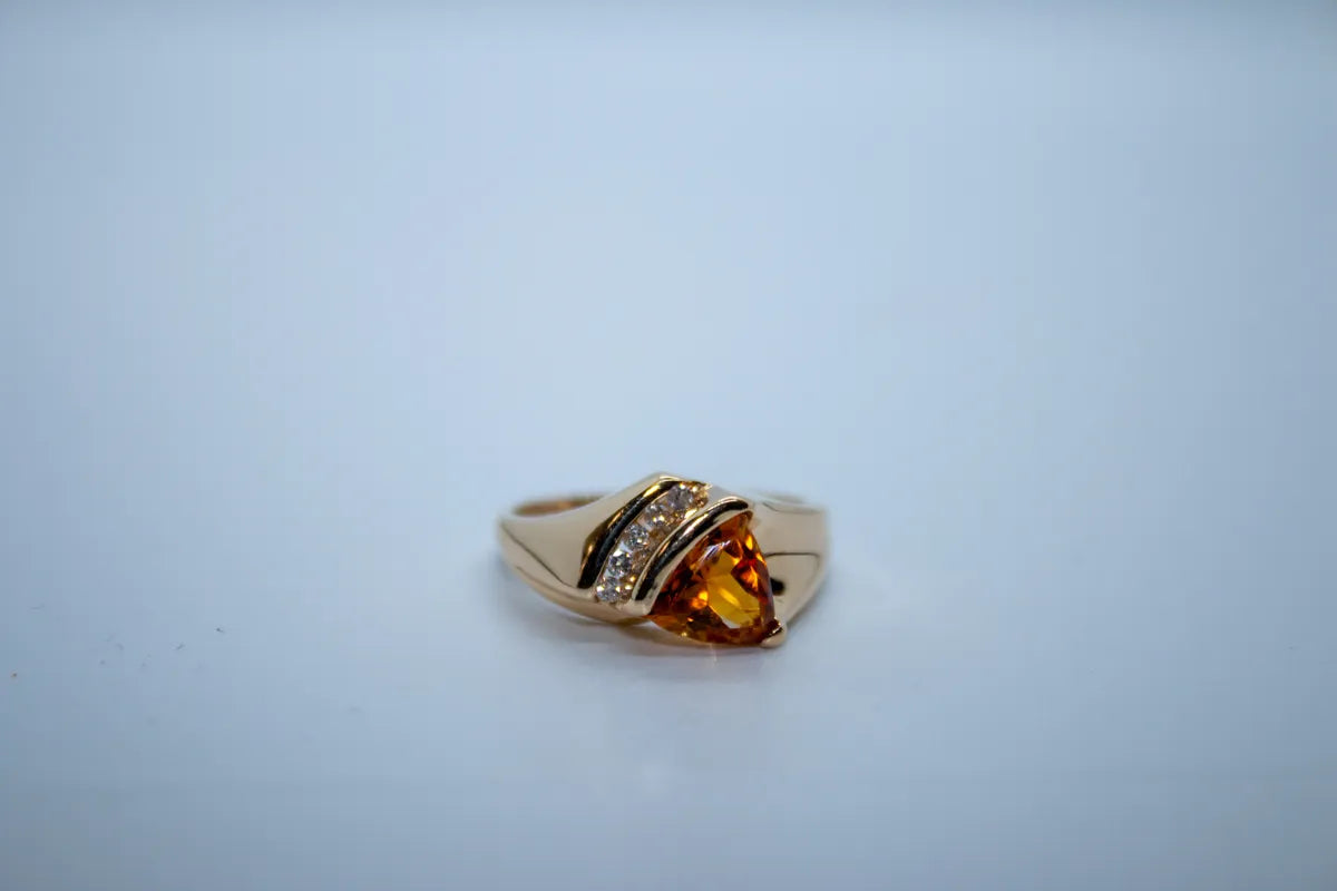 10 K Y/G Topaz and Diamond Ring