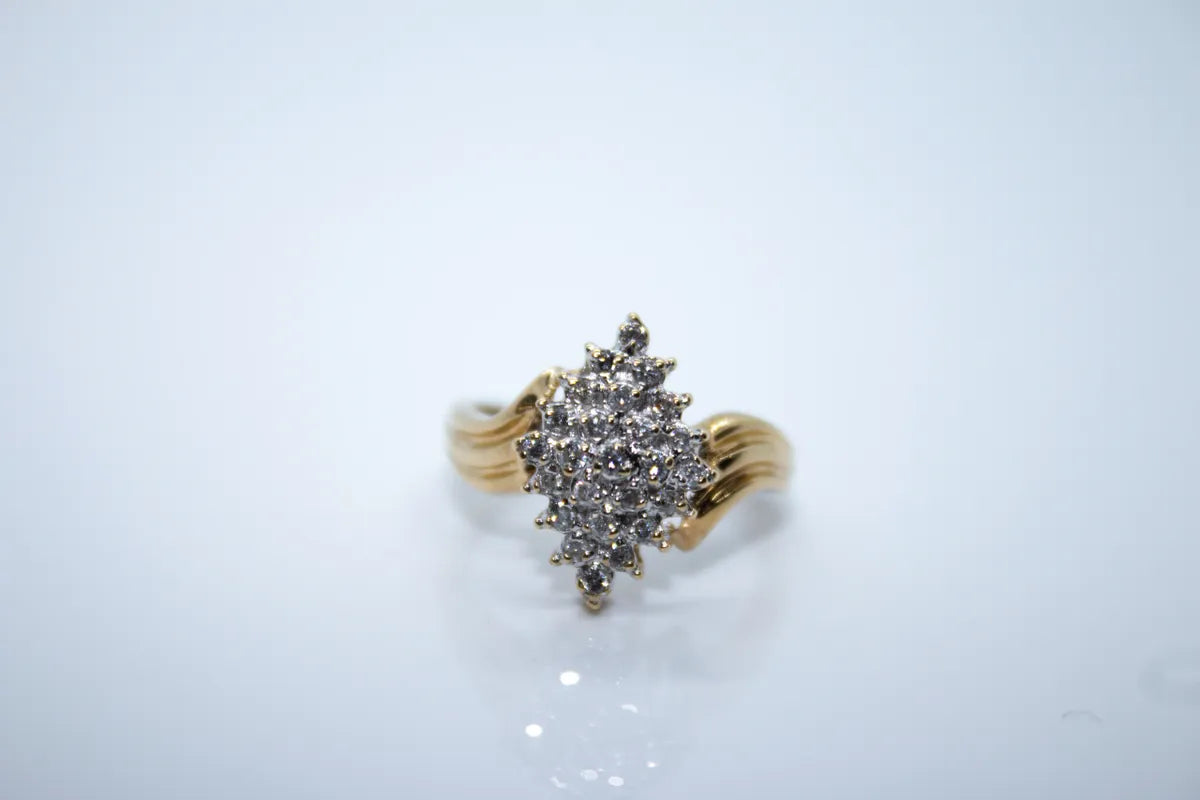 10K Yellow Gold Diamond Cluster Ring