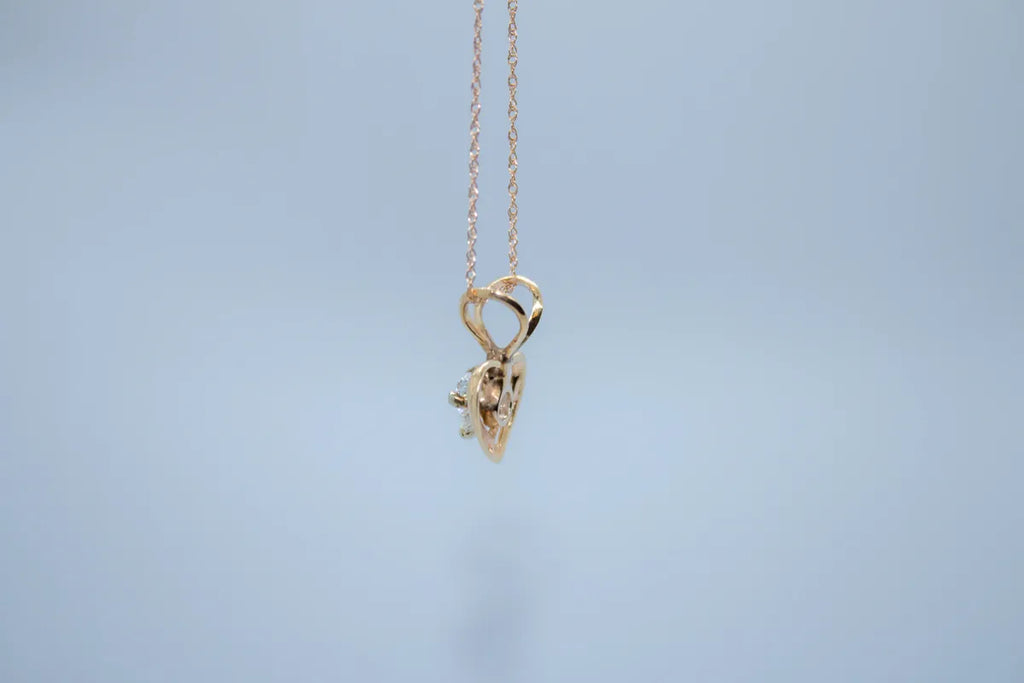 14 K Y/G Diamond Heart Shape Necklace