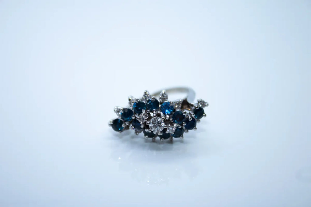 14K White Gold Sapphire and Diamond Ring
