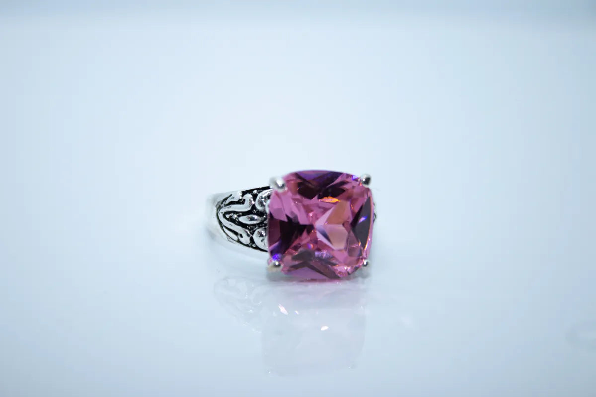Sterling Silver CZ Pink Stone Ring
