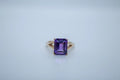 14 K Y/G Amethyst Ring, Emerald Cut, Size 5 1/2