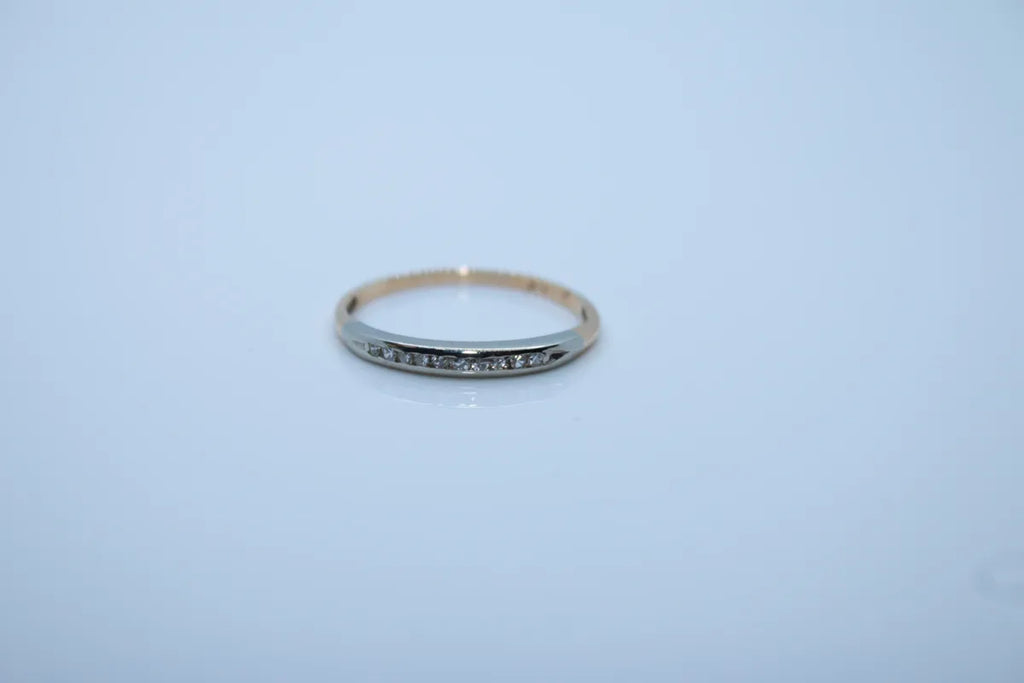 14 K Yellow and White Gold Diamond Wedding Band