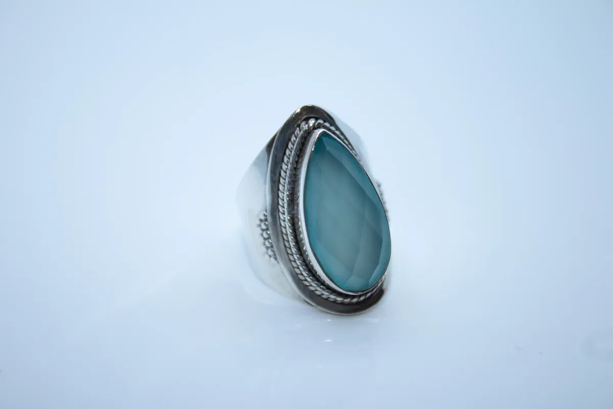 Sterling Silver Aqua Chalcedony Ring