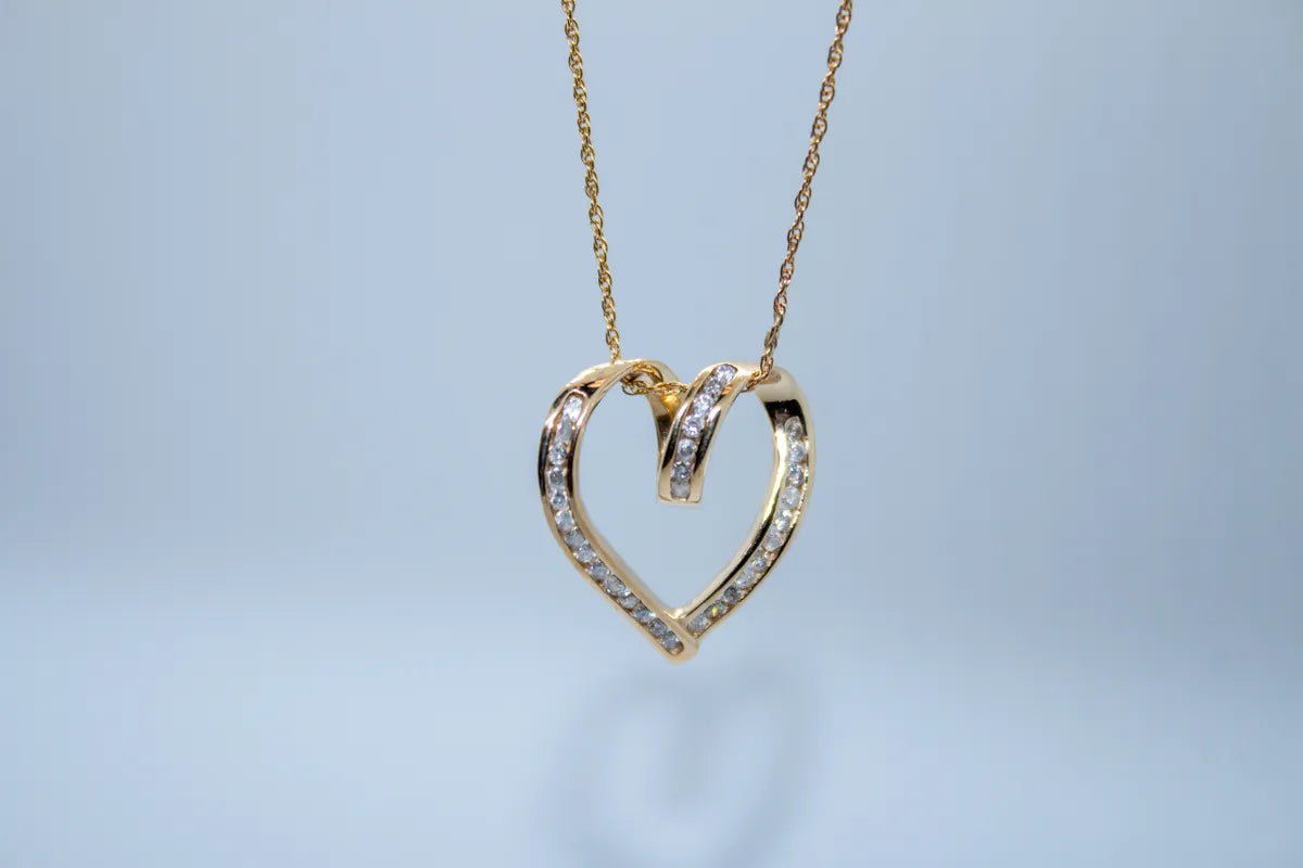 10K Y/G Diamond Heart Necklace