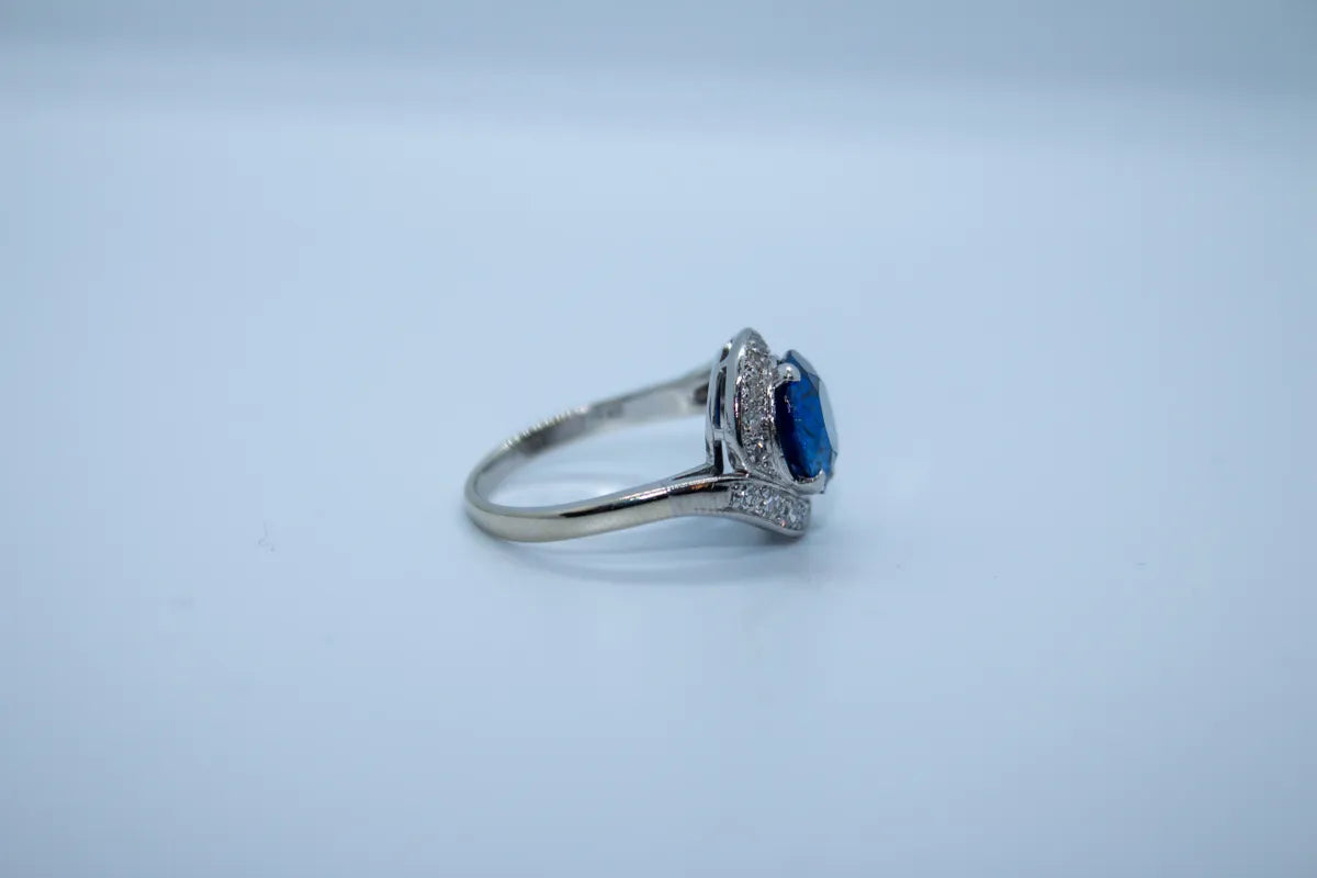 14 K WG Estate Sapphire with Diamond 6 CTW