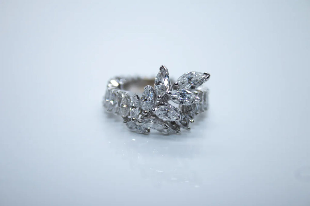 14kt White Gold Estate Fancy Marquise Diamond Ring - 4ct total weight