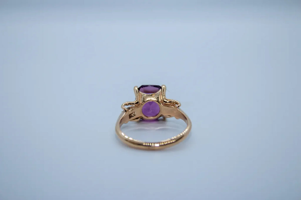 14 K Y/G Amethyst Ring, Emerald Cut